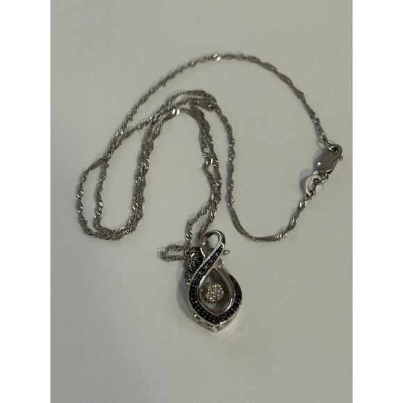 Sterling Silver Tiny Dimond Accents Necklace Pendant Dainty 925 - Picture 1 of 2